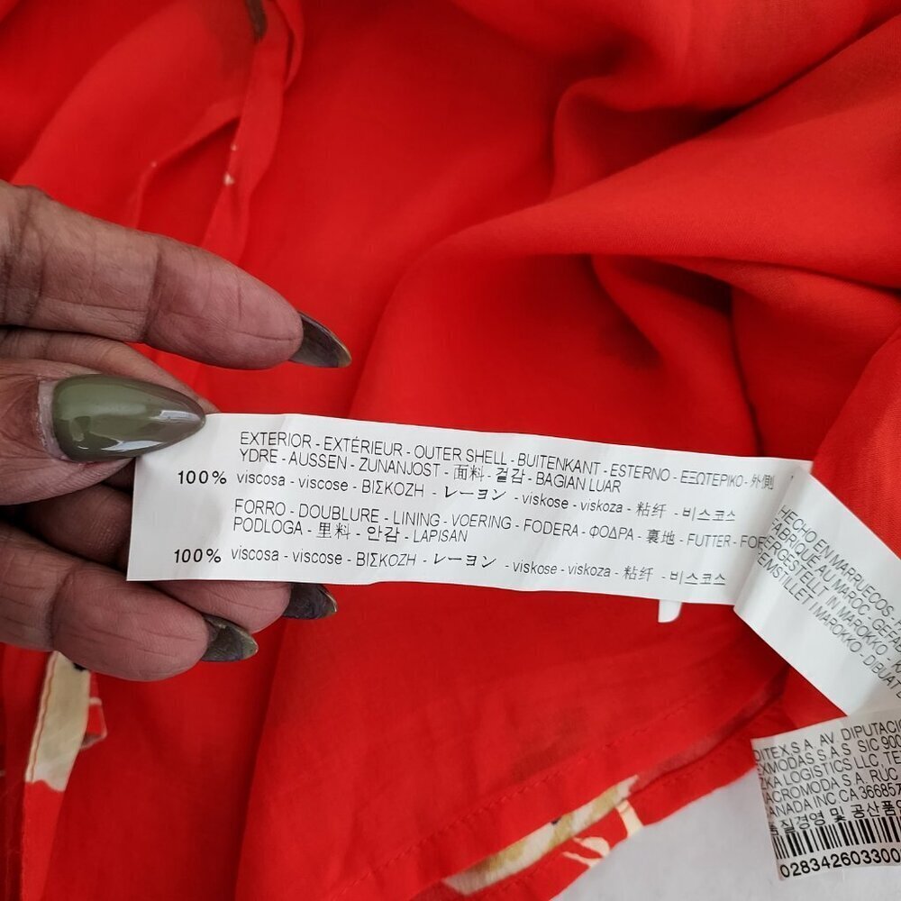 Zara Basic Orange Floral Wrap Crossover Mini Dres… - image 8